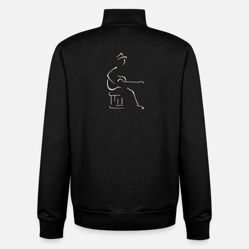 Guitariste blues - Sweat zippé unisexe en coton bio Stanley/Stella - noir