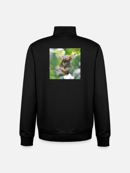 Shy but curious kitten - Unisex Organic Zip Sweatshirt by Stanley/Stella - black
