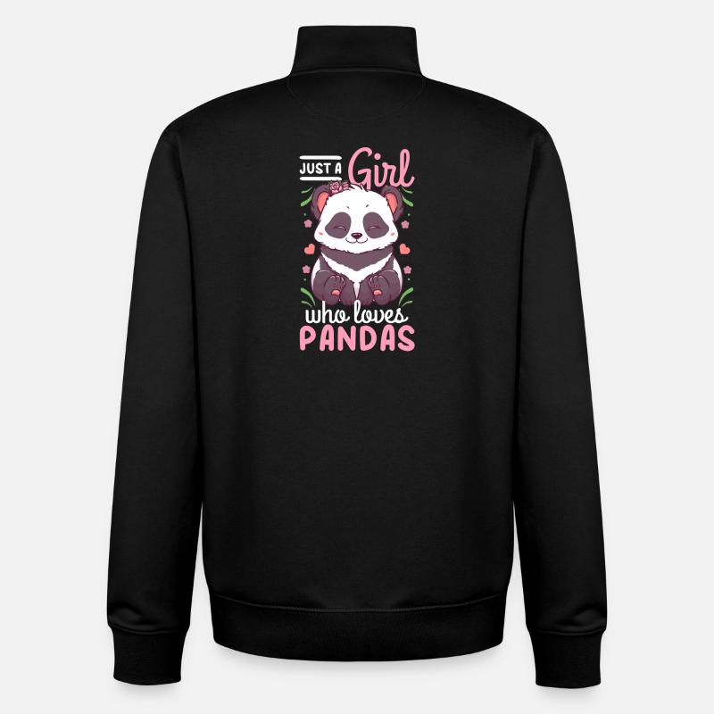 Panda - Sweat zippé unisexe en coton bio Stanley/Stella - noir