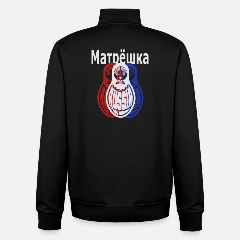 Matryoshka, russe - Sweat zippé unisexe en coton bio Stanley/Stella - noir