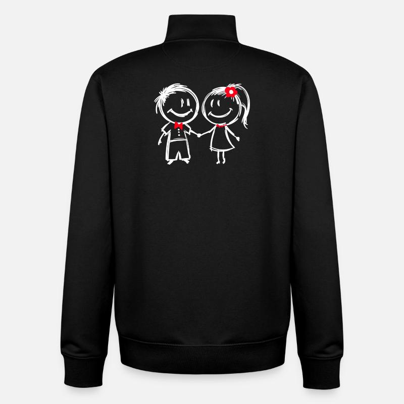 Couple Amour relation Romance Saint Valentin - Sweat zippé unisexe en coton bio Stanley/Stella - noir