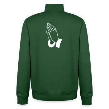 Gebetshände Linienkunst - Unisex Organic Zip Sweatshirt von Stanley/Stella - Flaschengrün - Hinten - AI Model Male 185 dark (185cm)