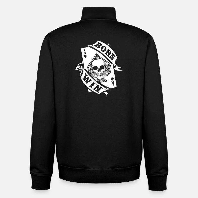 BORN TO WIN - Unisex Organic Zip Sweatshirt by Stanley/Stella - black