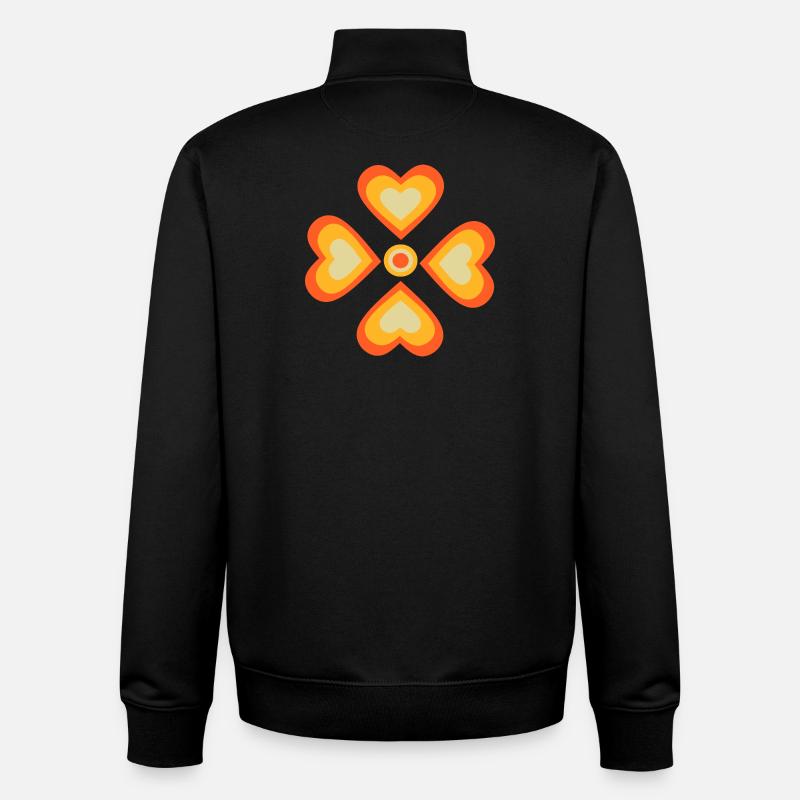 70s Flower Pattern - Unisex Organic Zip Sweatshirt by Stanley/Stella - black