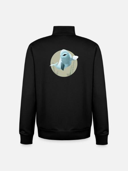 Cheerful deep-sea whale Beluga in circle - Unisex Organic Zip Sweatshirt by Stanley/Stella - black