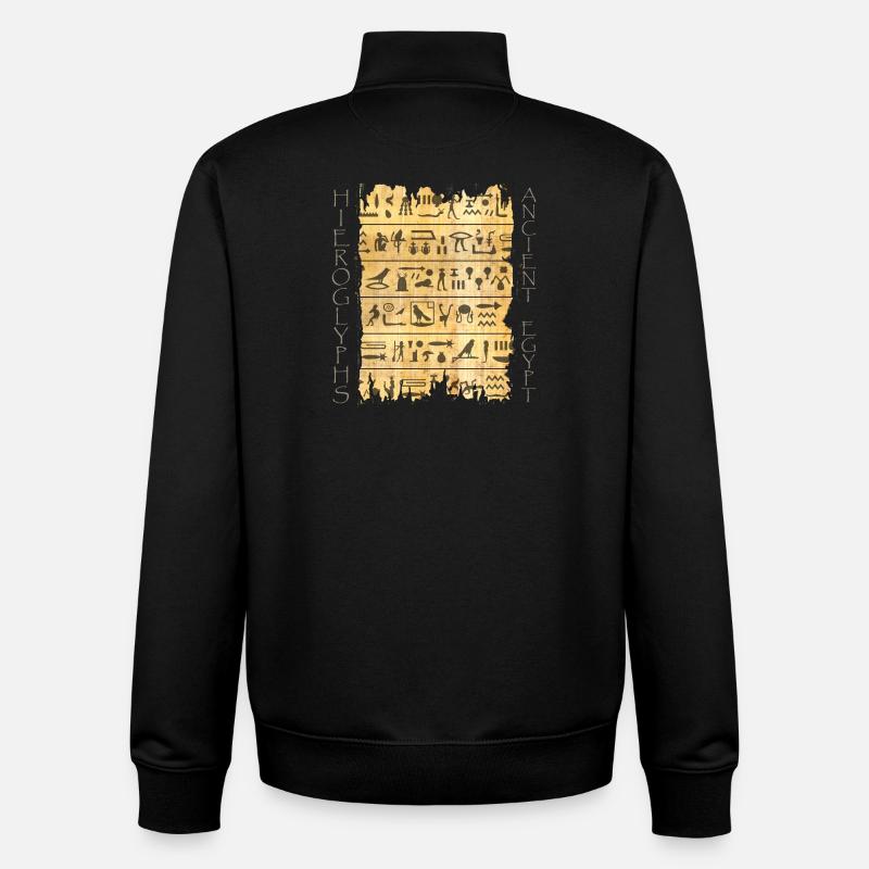 Papyri déchiré avec des hiéroglyphes - Sweat zippé unisexe en coton bio Stanley/Stella - noir