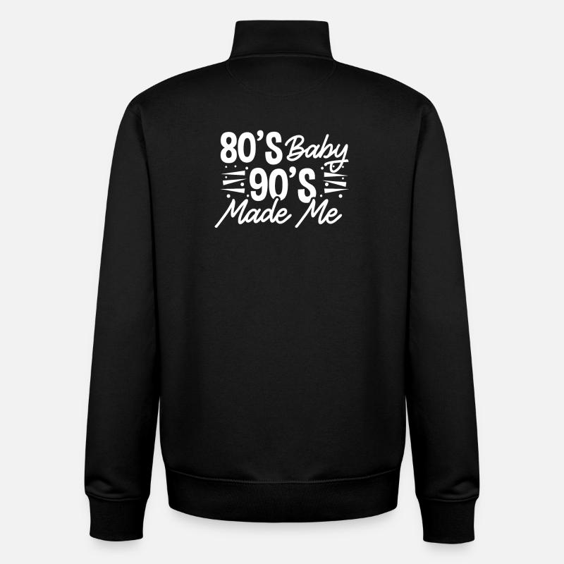 Années 80 90 - Sweat zippé unisexe en coton bio Stanley/Stella - noir