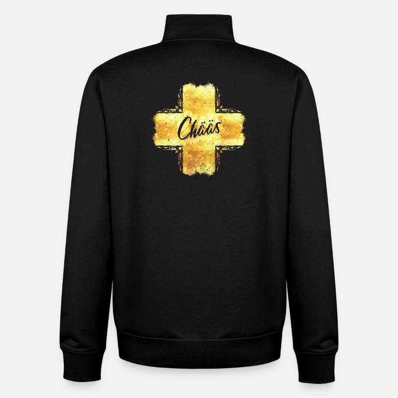 Gruyère - Chääs - Raclette - Suisse - Sweat zippé unisexe en coton bio Stanley/Stella - noir