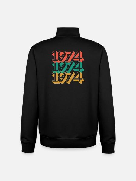 Retro 1974 farveblokmønster - Stanley/Stella unisex sweatshirt med lynlås i økologisk - sort