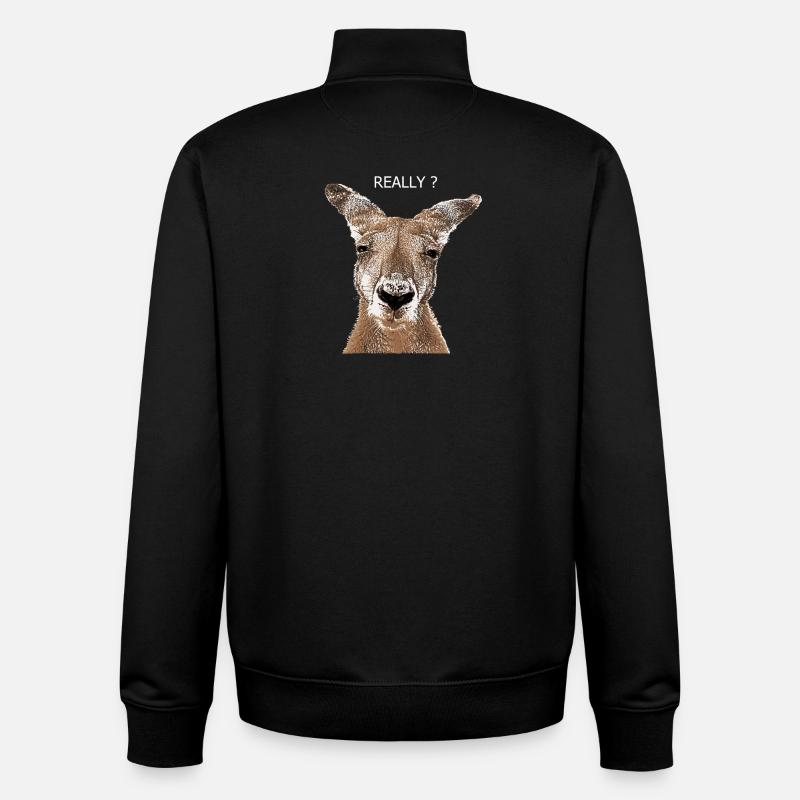 Kangaroo really? - Unisex Organic Zip Sweatshirt by Stanley/Stella - black