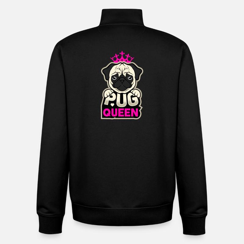 Pug Pug Queen - Sweat zippé unisexe en coton bio Stanley/Stella - noir