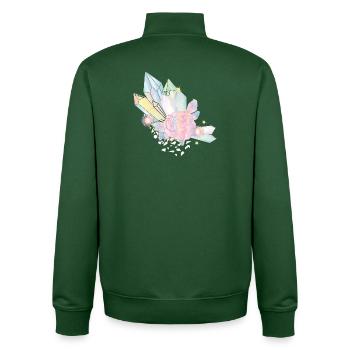 irisierende Kristalle mit Elfen Flügel und Rose - Unisex Organic Zip Sweatshirt von Stanley/Stella - Flaschengrün - Hinten - AI Model Male 185 dark (185cm)