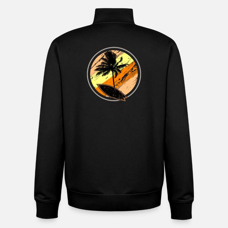 Beach Surf Sun - Sweat zippé unisexe en coton bio Stanley/Stella - noir