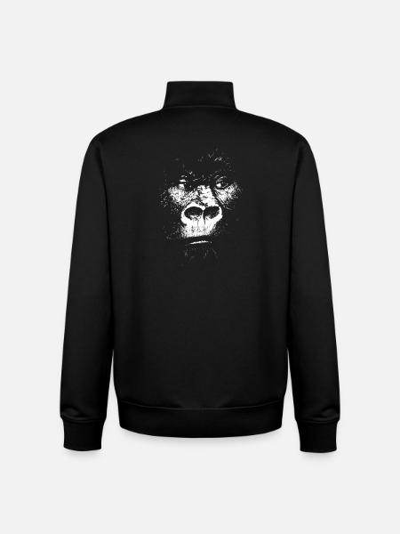 Expressionist Monkey Illustration, Gorilla - Unisex Organic Zip Sweatshirt by Stanley/Stella - black