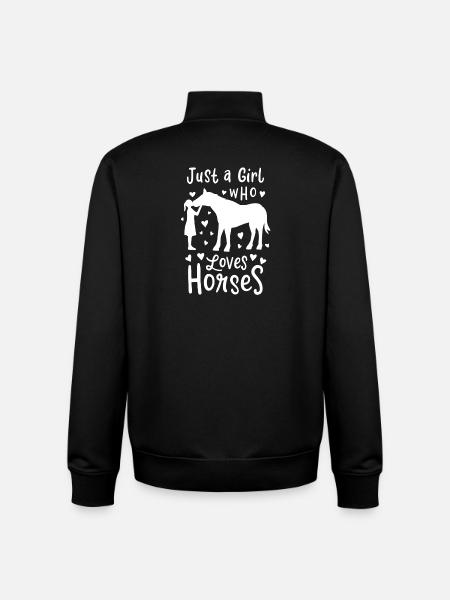 Gewoon een meisje dat van springpaarden houdt - Unisex sweater met rits van biologisch katoen Stanley/Stella - zwart