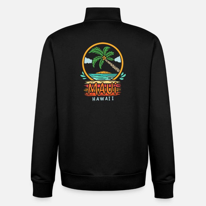 Maui Hawaï Rétro - Sweat zippé unisexe en coton bio Stanley/Stella - noir