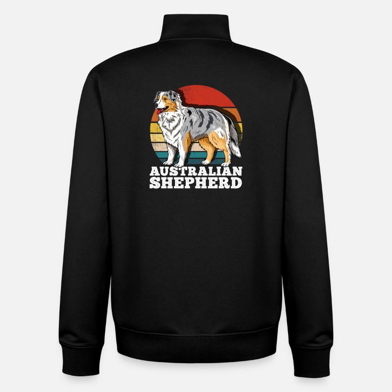 Berger Australien Aussie Rétro - Sweat zippé unisexe en coton bio Stanley/Stella - noir