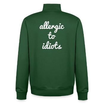 Allergic to idiots - Unisex Organic Zip Sweatshirt von Stanley/Stella - Flaschengrün - Hinten - AI Model Male 185 dark (185cm)