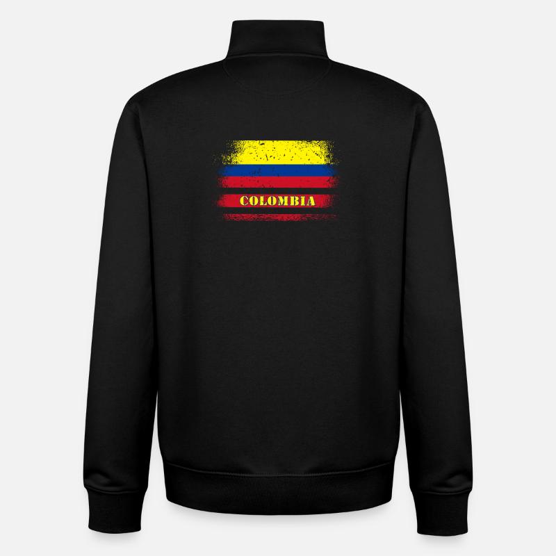 Drapeau vintage de Colombie / idée cadeau - Sweat zippé unisexe en coton bio Stanley/Stella - noir