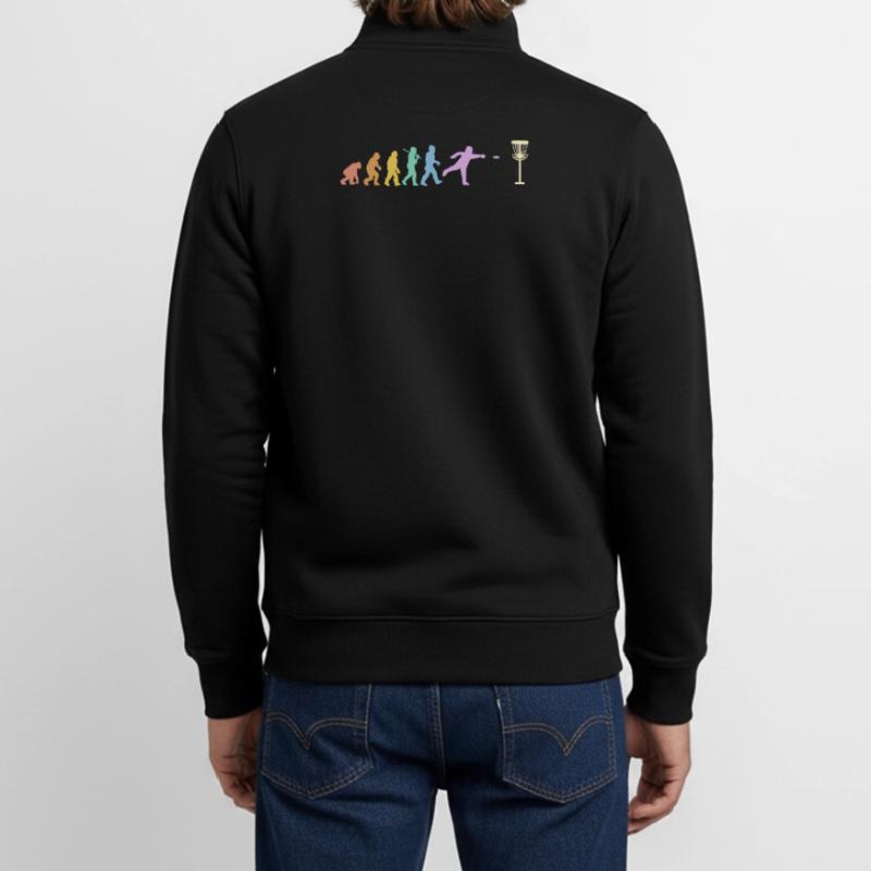 Discgolf Evolution Disc Golf Discgolfer Unisex Organic Zip Sweatshirt von Stanley/Stella
