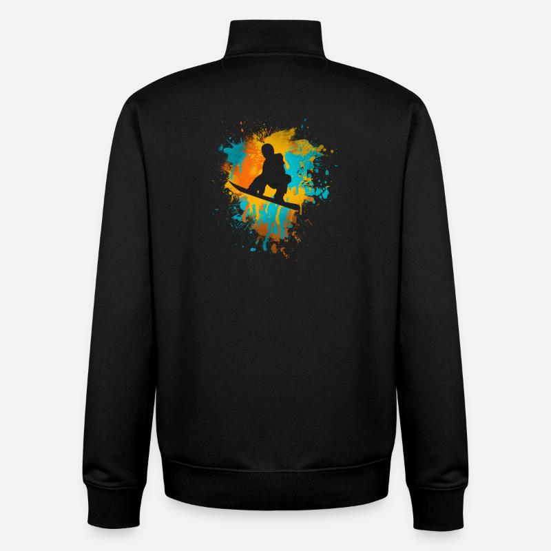 Snowboard - Sweat zippé unisexe en coton bio Stanley/Stella - noir