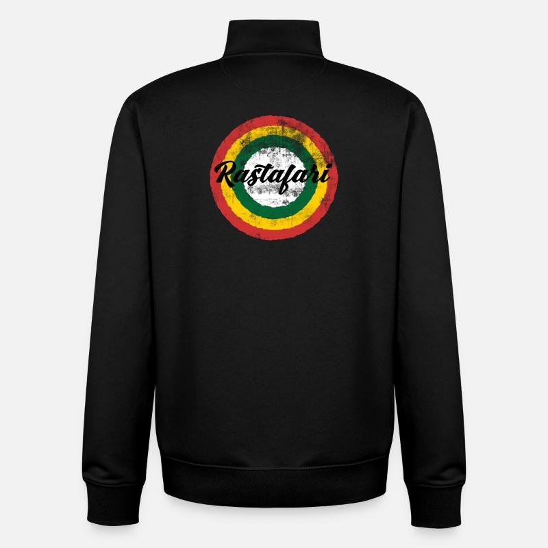 Conception arc-en-ciel rastafari - Sweat zippé unisexe en coton bio Stanley/Stella - noir