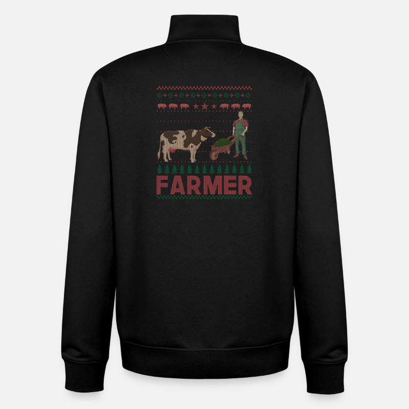 Noël fermier fermier vache - Sweat zippé unisexe en coton bio Stanley/Stella - noir