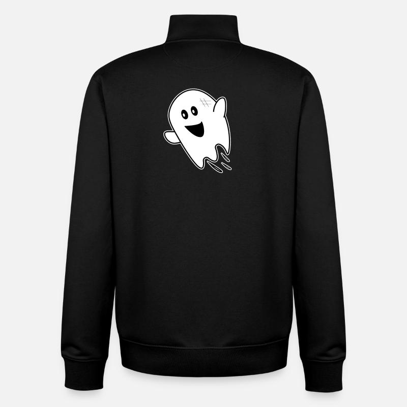 Geist Ghost Halloween - Unisex Organic Zip Sweatshirt von Stanley/Stella - Schwarz
