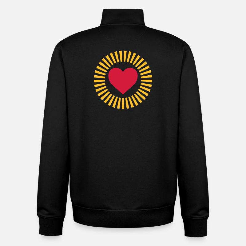 Herz in Strahlenkranz Design - Unisex Organic Zip Sweatshirt von Stanley/Stella - Schwarz