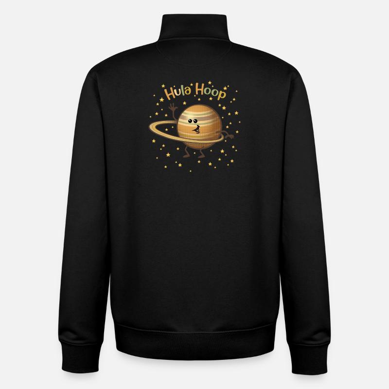 Saturne joue avec ses anneaux - Sweat zippé unisexe en coton bio Stanley/Stella - noir