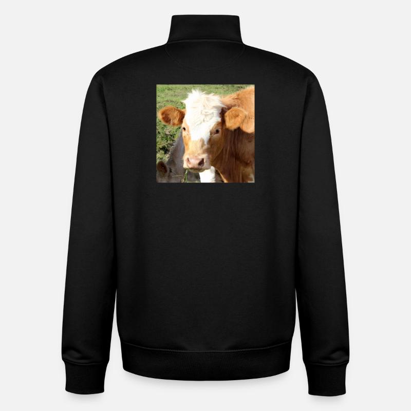 Affiche vache - Sweat zippé unisexe en coton bio Stanley/Stella - noir