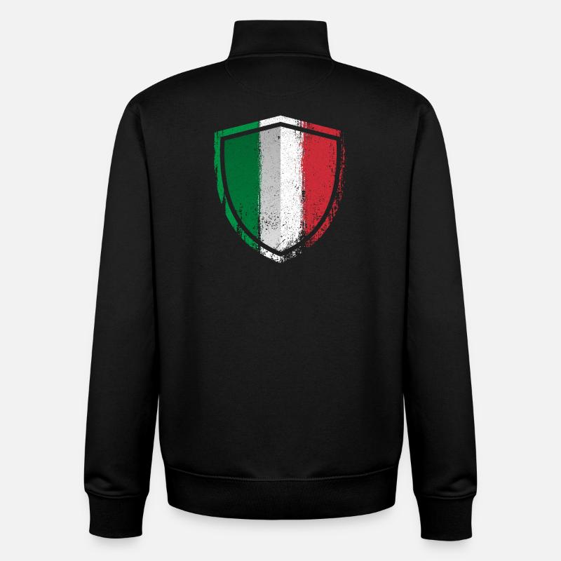 Drapeau brossé du Bouclier d’Italie - Sweat zippé unisexe en coton bio Stanley/Stella - noir