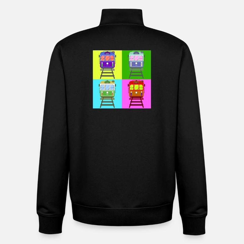 Tram, Straßenbahn Pop Art - Unisex Organic Zip Sweatshirt von Stanley/Stella - Schwarz