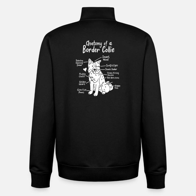 Border Collie - Sweat zippé unisexe en coton bio Stanley/Stella - noir