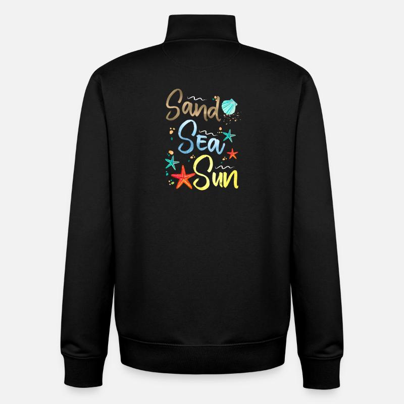 Illustration du soleil du lac de sable - Sweat zippé unisexe en coton bio Stanley/Stella - noir