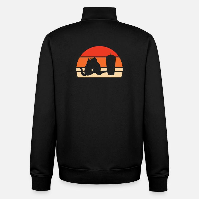 Conception stylisée de chat et de fenêtre de bureau - Sweat zippé unisexe en coton bio Stanley/Stella - noir