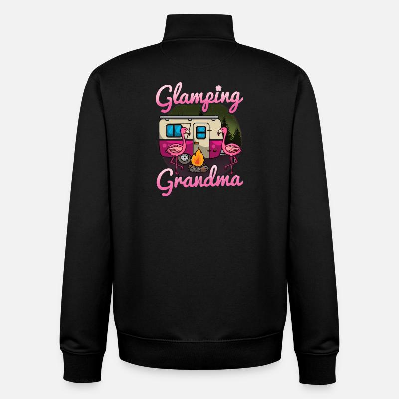 Glamping Camping - Sweat zippé unisexe en coton bio Stanley/Stella - noir
