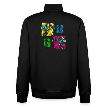 Vélo BMX | Vélo BMX | BMX coloré | Idée cadeau - Sweat zippé unisexe en coton bio Stanley/Stella - noir - Dos - AI Model Male 185 light (185cm)