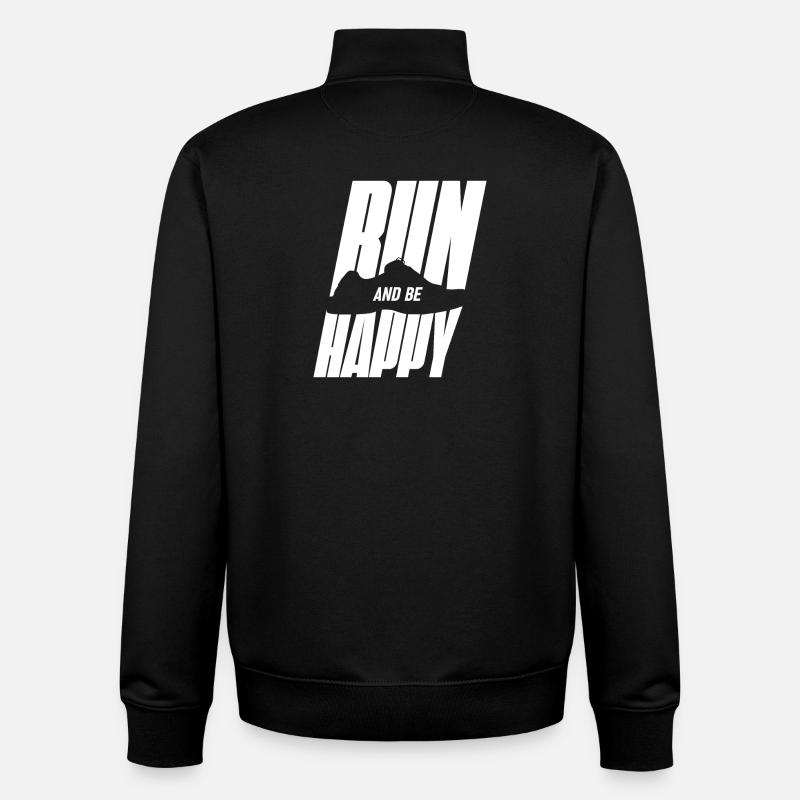 Courir heureux - Sweat zippé unisexe en coton bio Stanley/Stella - noir