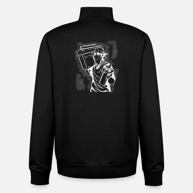 graffiti - Sweat zippé unisexe en coton bio Stanley/Stella - noir