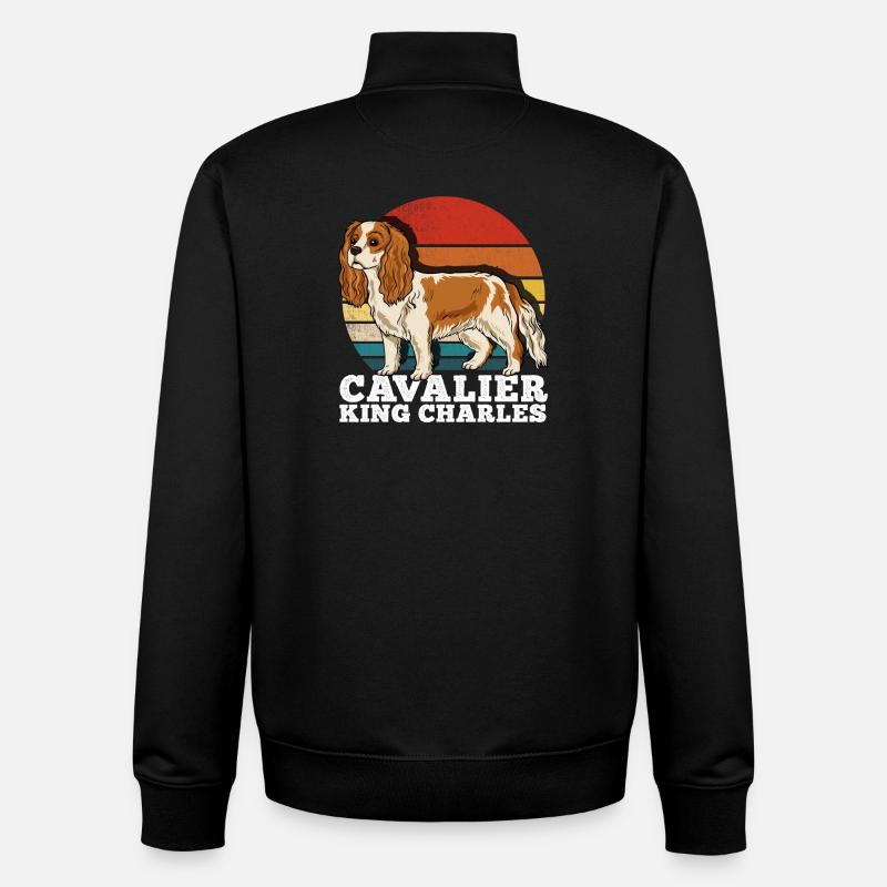 Cavalier King Charles - Sweat zippé unisexe en coton bio Stanley/Stella - noir