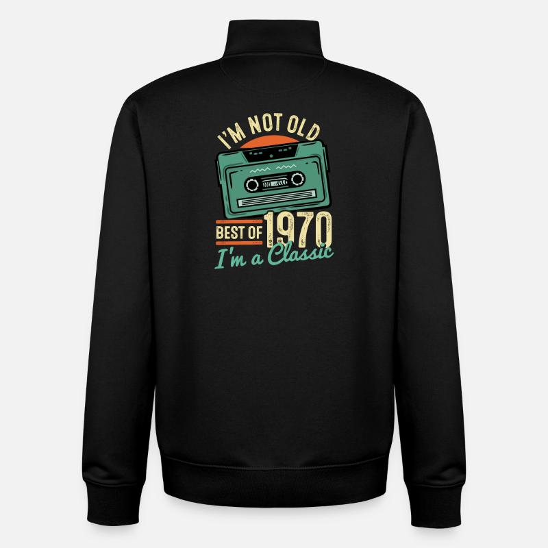 Anniversaire 1970 - Sweat zippé unisexe en coton bio Stanley/Stella - noir