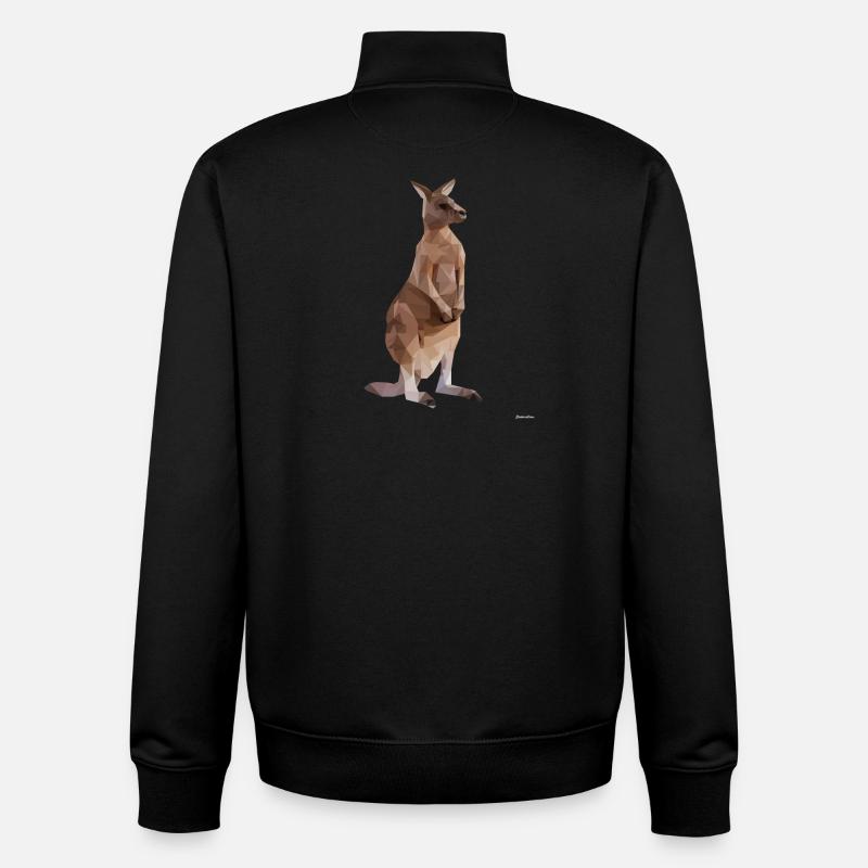 Graphique géométrique Kangaroo Low Poly - Sweat zippé unisexe en coton bio Stanley/Stella - noir