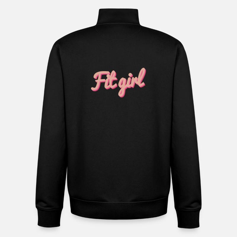 Fitgirl Rosa 3D Script - Unisex Organic Zip Sweatshirt von Stanley/Stella - Schwarz