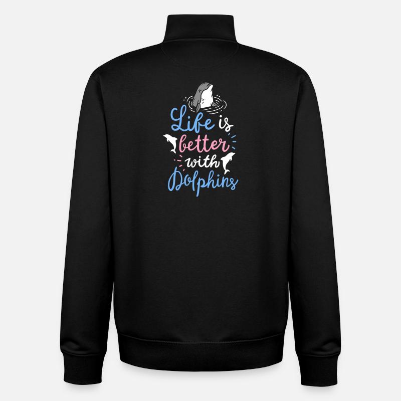 Dauphin - Sweat zippé unisexe en coton bio Stanley/Stella - noir