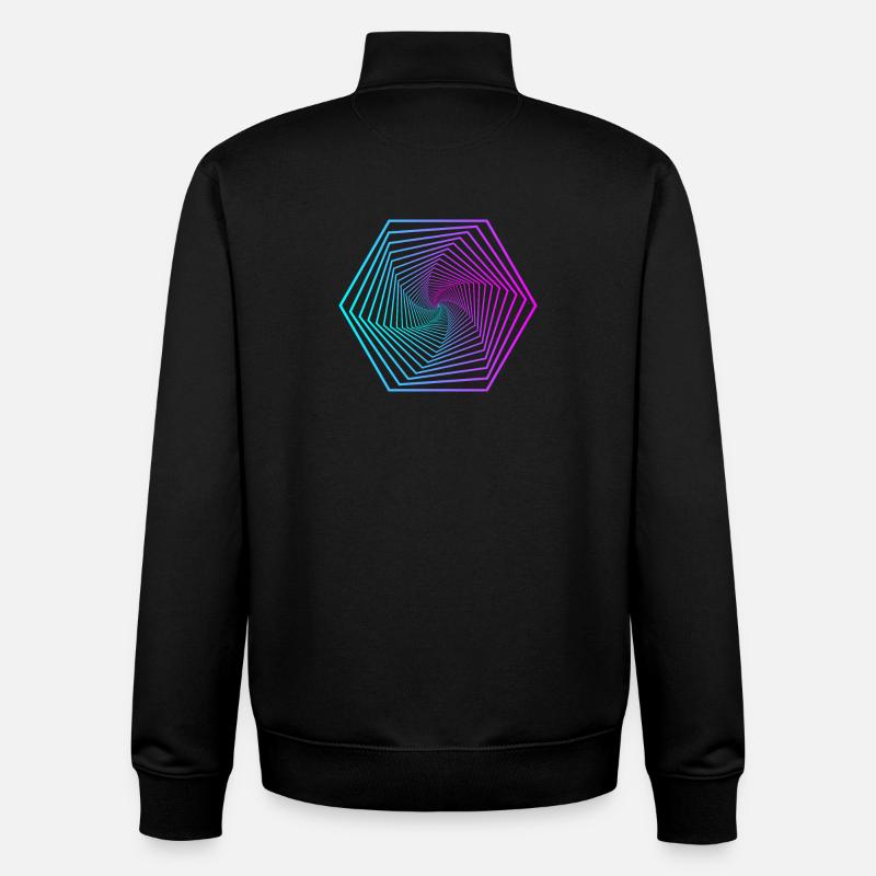 Neon Polygon Spiral Gradient - Unisex Organic Zip Sweatshirt by Stanley/Stella - black