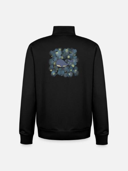 Baleine bleue - Sweat zippé unisexe en coton bio Stanley/Stella - noir