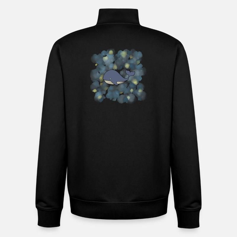 Baleine bleue - Sweat zippé unisexe en coton bio Stanley/Stella - noir