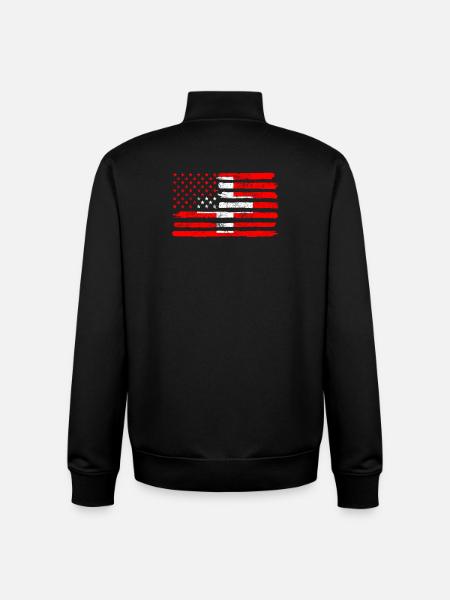Drapeau des États-Unis Suisse - Sweat zippé unisexe en coton bio Stanley/Stella - noir