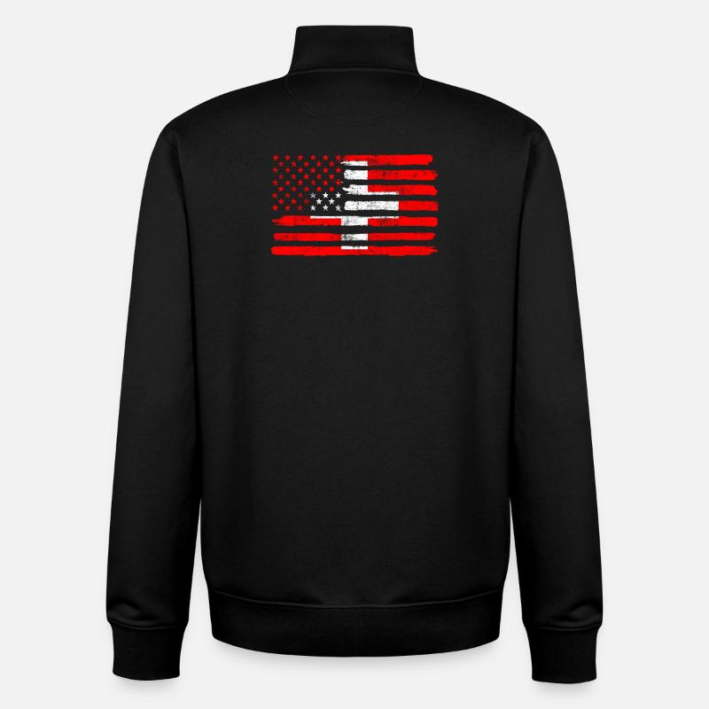 Drapeau des États-Unis Suisse - Sweat zippé unisexe en coton bio Stanley/Stella - noir